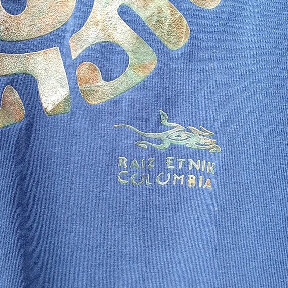 Raiz Etnik Columbia Artwork Blue Souvenir T-shirt size Small - Picture 4 of 9